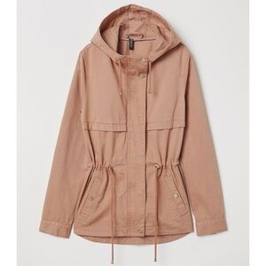 NEW H&M Divided Short Cotton Twill Parka Jacket